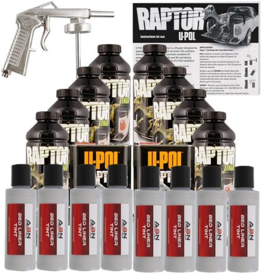 Truck Bed Liner Kits & Products * | U-Pol Raptor Tintable Bright Silver Bedliner W/ Spraygun, 8 Liters Upol