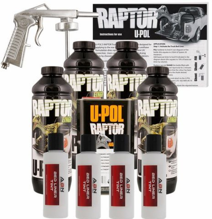 Truck Bed Liner Kits & Products * | U-Pol Raptor Tintable Bright White Bed Liner Kit W/Spray Gun, 4 Liters Upol