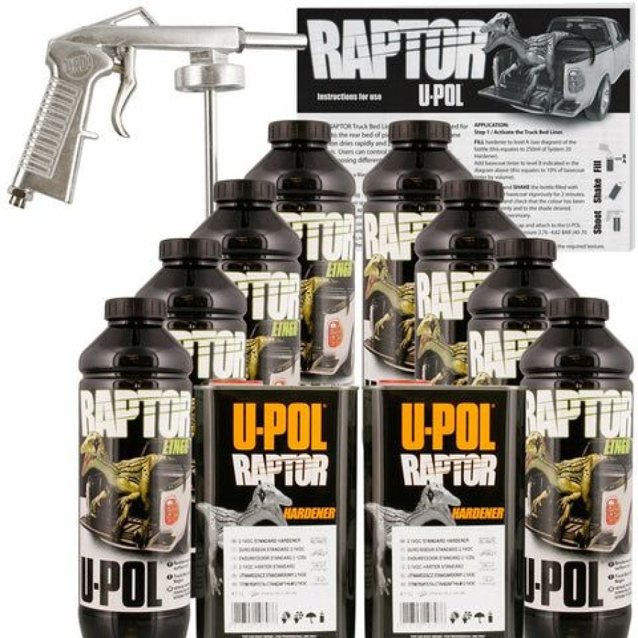 Truck Bed Liner Kits & Products * | U-Pol Raptor Tintable Truck Bed Liner Kit W/ Free Spray Gun, 8 Liter Upol