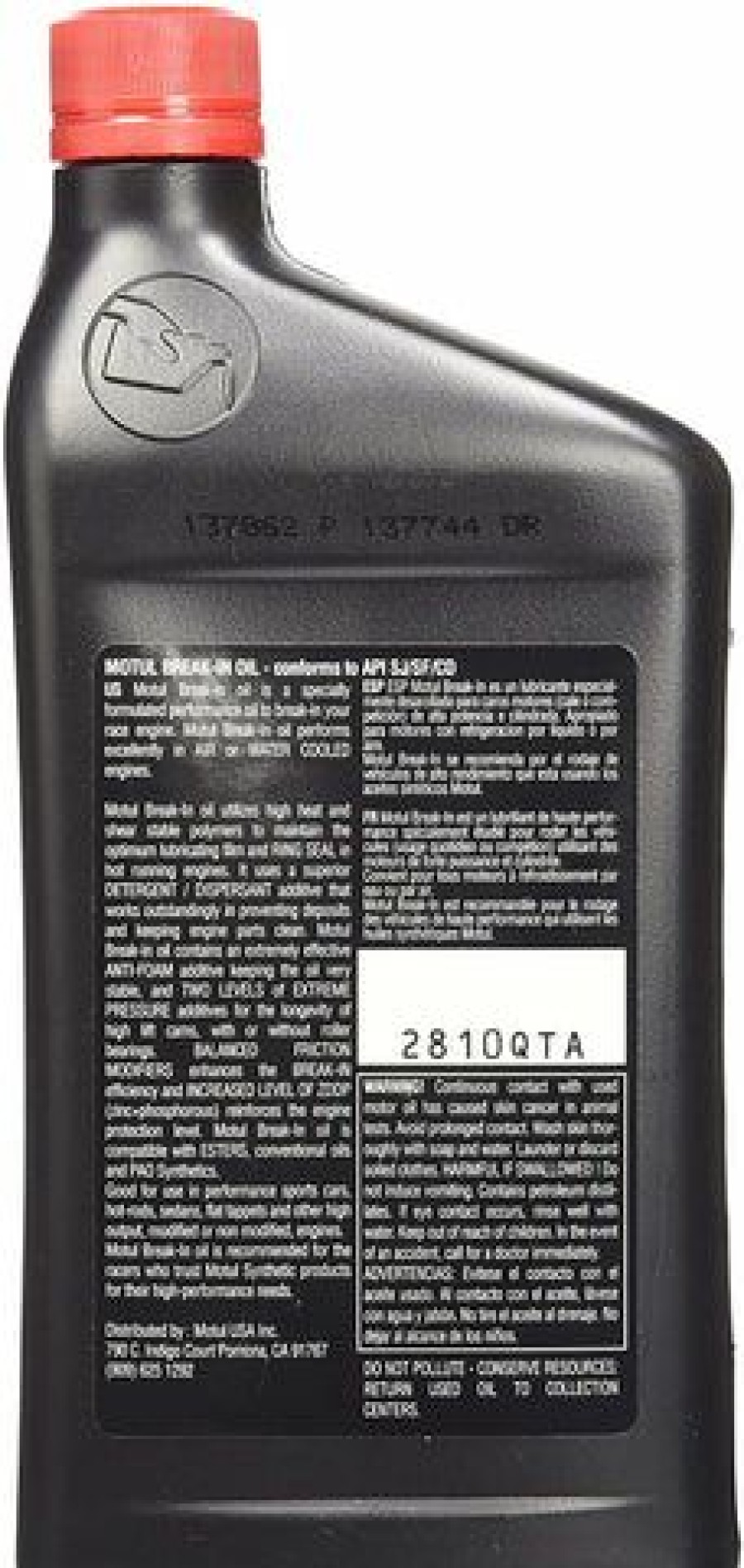 Lubricants * | Motul 2810Qta 10W-40 Break-In Oil 1 Quart Bottle