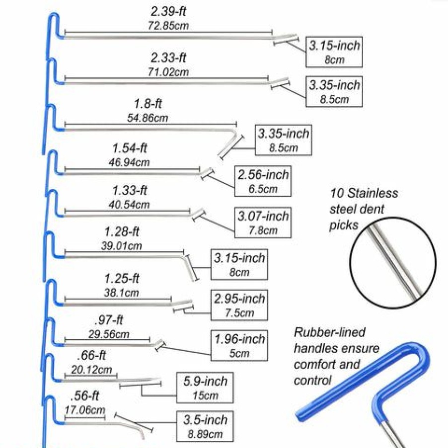 Auto Tools * | Paintless Dent Repair Rods With Tips 20Pc Repair Dent Removal Tools Abn 825416